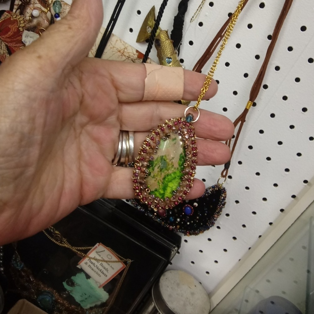 Pendant/ beaded jasper